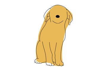 犬　線画　イラストレーション　シンプル　単色