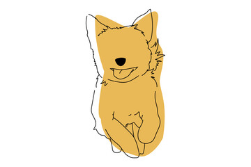 犬　線画　イラストレーション　シンプル　単色