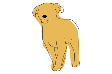 犬　線画　イラストレーション　シンプル　単色