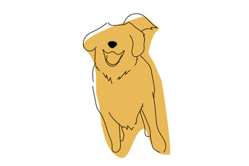 犬　線画　イラストレーション　シンプル　単色