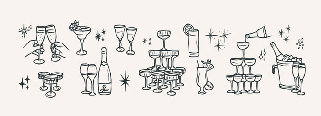 Hand drawn whimsical drinks collection