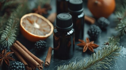 Aromatic Essential Oils with Winter Spices and Berries