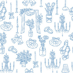 Hand drawn whimsical wedding background	