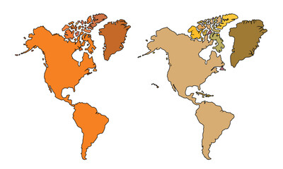 Obraz premium Isolated Earth tones map of North America with detailed regions on a white background.
