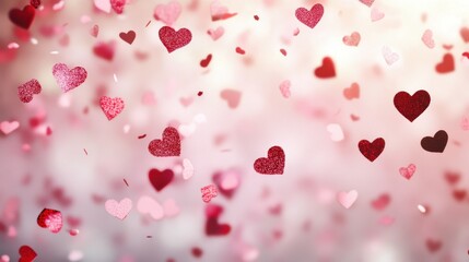 Red rose petals create a romantic pattern, perfect for Valentine's Day celebrations