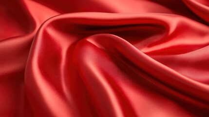 Obraz premium A close-up of luxurious red satin fabric, showcasing its smooth texture and sheen.