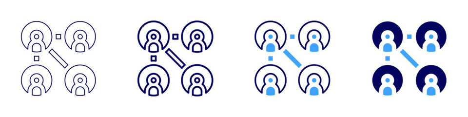 Network group icon in 4 different styles. Thin Line, Line, Bold, and Bold Line. Duotone style. Editable stroke