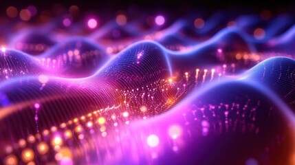 Futuristic blue light energy waves glow in abstract space