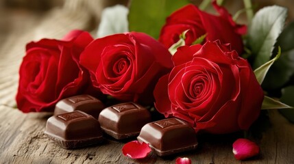 A beautiful bouquet of red roses, a symbol of love and romance, accompanied by a gift box