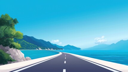 Obraz premium Scenic Coastal Road Along Turquoise Waters