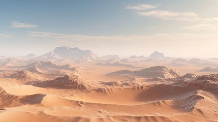 Naklejka premium 3D isometric panorama of the vast sand desert in Sinai, Egypt, with rolling dunes and clear skies, showcasing the beauty of Africa