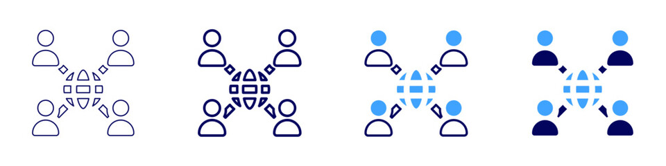 Social media expert icon in 4 different styles. Thin Line, Line, Bold, and Bold Line. Duotone style. Editable stroke