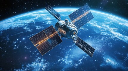 A communication satellite orbits Earth, a testament to global technology in space