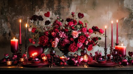 Burning candles create a romantic candlelight atmosphere in the city church
