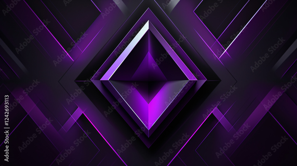 Aufkleber a modern tech logo with overlapping geometric shapes on a violet purple background for a banner.