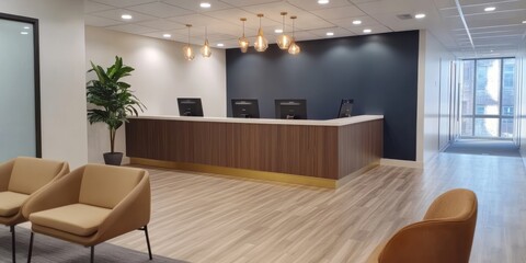 Fototapeta premium Modern Office Reception Area With Stylish Furniture