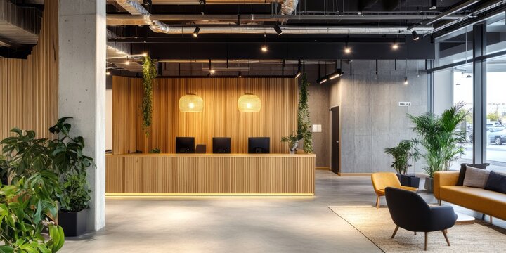 Modern minimalist office reception area design