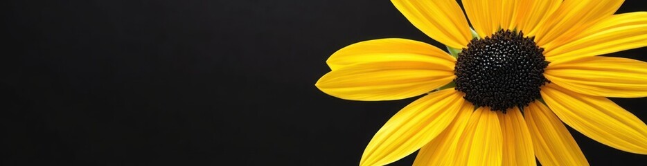 Vibrant yellow flower against a black background.