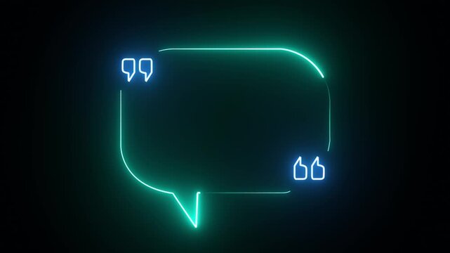 Quotes neon  animated frame border on black background. This engaging animation adds depth and intrigue to your visuals. 