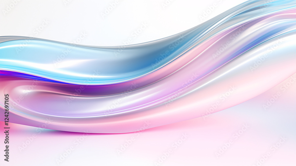 Poster a soft and gentle holographic liquid wave flowing, perfect for a website background or banner.
