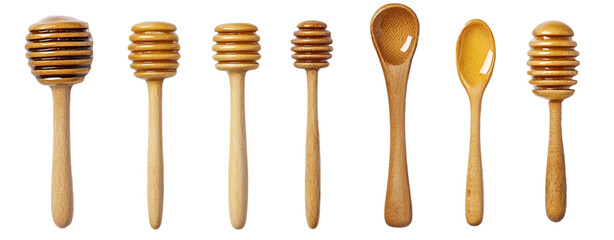 Wooden Honey Dippers and Spoons Set
