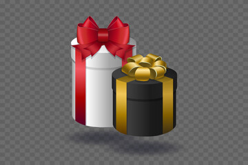 Gift boxes with ribbons. On a transparent background. EPS10