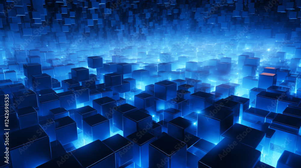 Aufkleber a technical background featuring many cubes arranged on the right, perfect for technology displays a