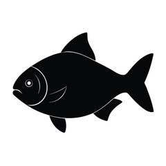 Pacu Silhouette Vector Art and Pacu Fish Black Design Illustration