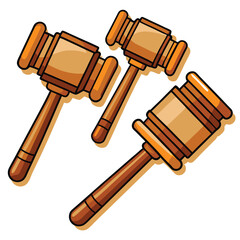 Wooden Gavel Cartoon Style Clipart – Vector Illustration
