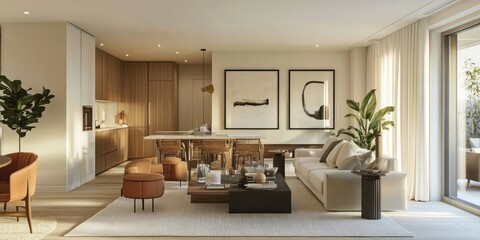 Fototapeta premium Modern Minimalist Apartment Living Room Design