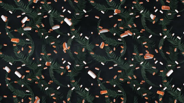 Salmon Nigiri wallpaper sushi loop tile Cartoon falling background. This is a cartoony loopable and tileable japanese sushi texture