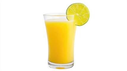 Fototapeta premium Glass of Yellow Citrus Juice with Lime Garnish