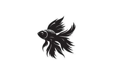 A Goldfish silhouette black and white image made by adobe illustrator. eps