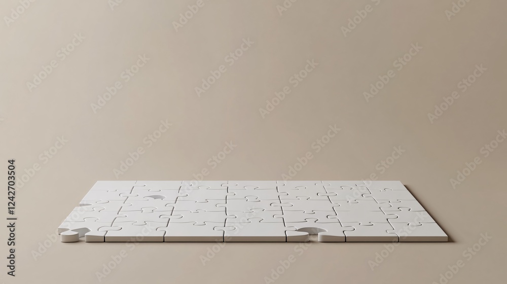 Aufkleber Incomplete white jigsaw puzzle is missing pieces, representing problem solving and finding solutions