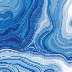 A fluid abstract pattern in shades of blue and white, resembling marble or flowing water. The smooth curves create a calming and artistic effect.