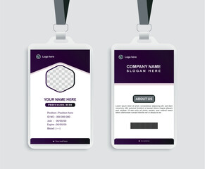 A modern, professional ID card design featuring customizable text, a photo placeholder, and corporate branding. Fully editable in Adobe Illustrator with high-quality vector and rgb color