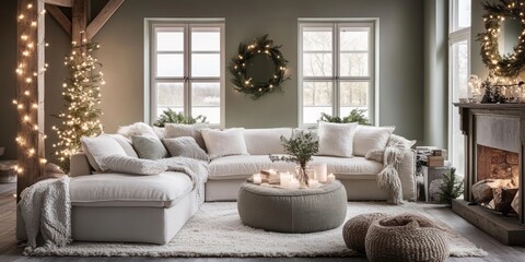 Cozy Winter Living Room Decorated For Christmas