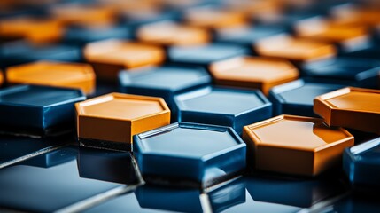 Obraz premium A vibrant background featuring an array of geometric shapes like triangles, hexagons with a gradient color scheme