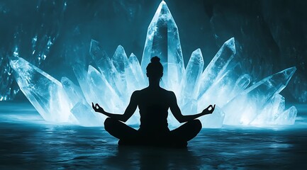 Meditation, yoga pose with lotus flower background,International Yoga Day concept