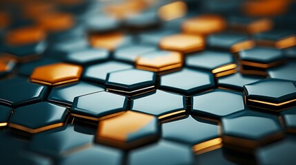 Obraz premium A vibrant background featuring an array of geometric shapes like triangles, hexagons with a gradient color scheme