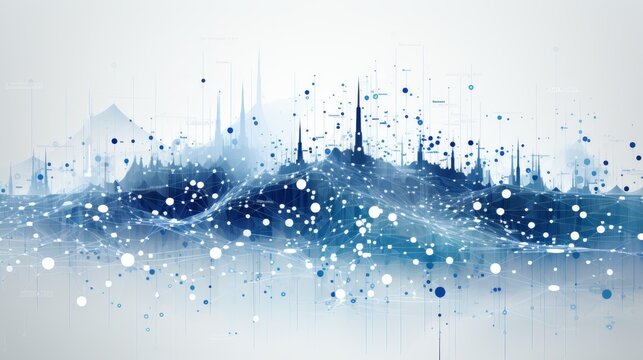 modern abstract background displaying various mathematical graphs, such as sine and cosine waves, bar charts, and scatter plots, in a sleek