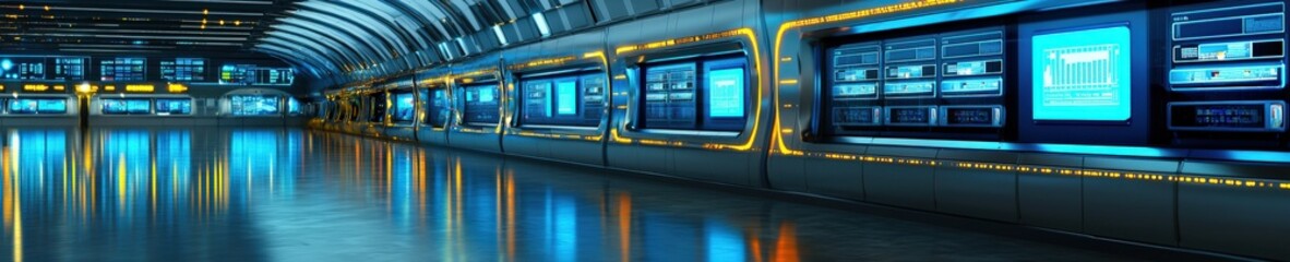 Futuristic train stations with AR displays