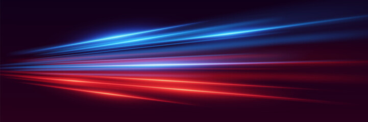 Light effect of red and blue lines. Special effect of horizontal movement and speed.