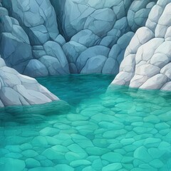 Obraz premium Serene Water and Rocky Shoreline in Tranquil Setting