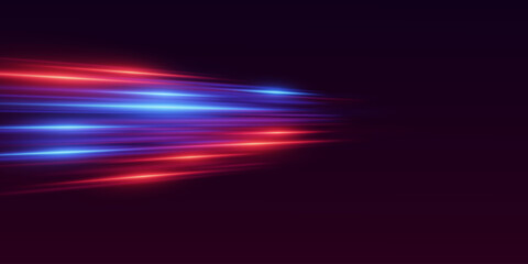 Light effect of red and blue lines. Special effect of horizontal movement and speed.
