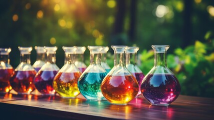 A bright and organized laboratory setting with a diverse group of students conducting a chemistry experiment