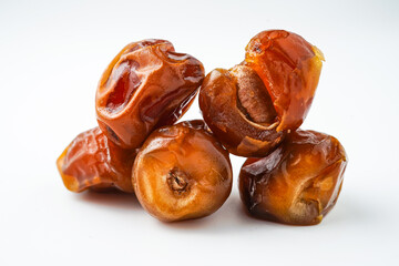 Dates fruit sukari or kurma sukari, isolated on white background