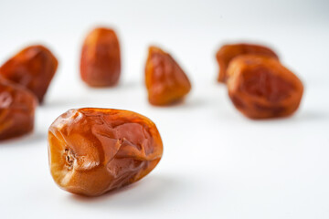 Dates fruit sukari or kurma sukari, isolated on white background