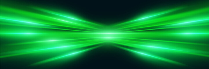 Flash of green light and speed lines. Vector illustration
