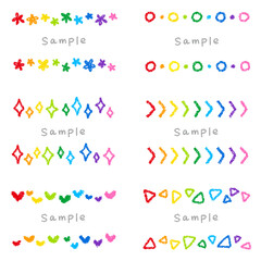 手描きのクレヨン素材　いろいろなフレームセット